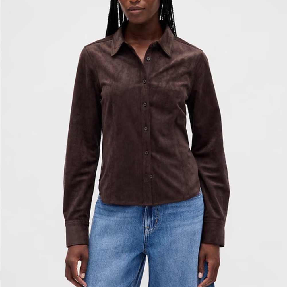 GAP Vegan Suede Fitted Shirt NWT